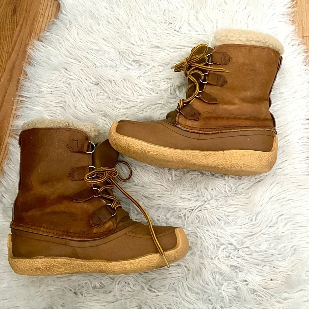 Sorel Kaufman Chugalug Tan Leather Winter Lace Up Boot Size 7 Insulated Vintage